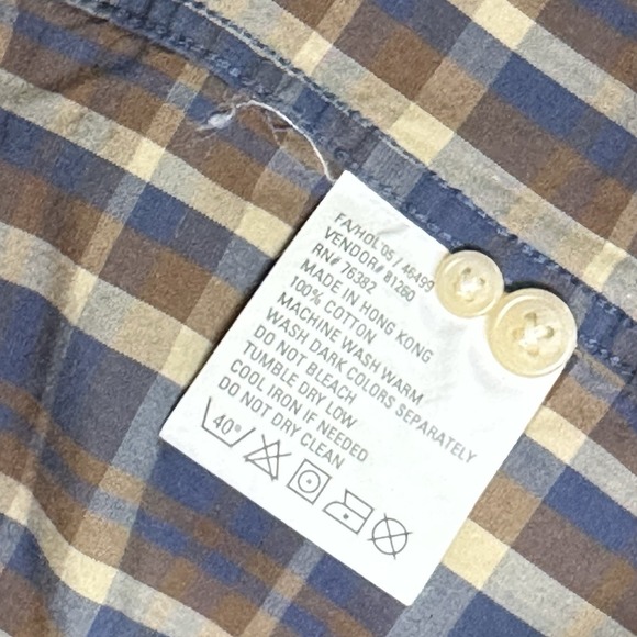 Timberland Men's Vintage Blue Brown Plaid Flannel Button Down Size Large - Picture 7 of 9